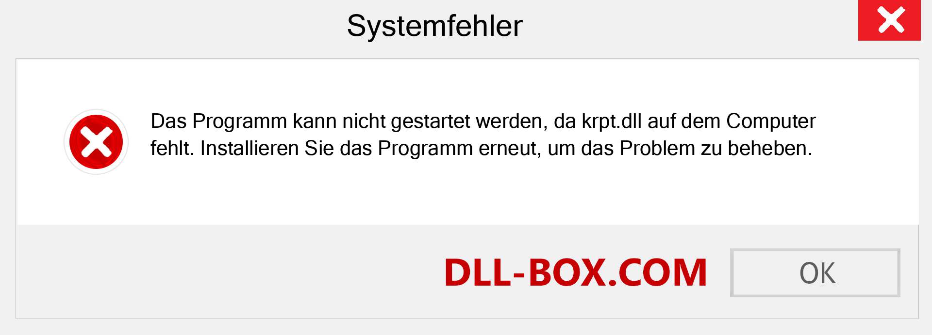 krpt.dll-Datei fehlt?. Download für Windows 7, 8, 10 - Fix krpt dll Missing Error unter Windows, Fotos, Bildern